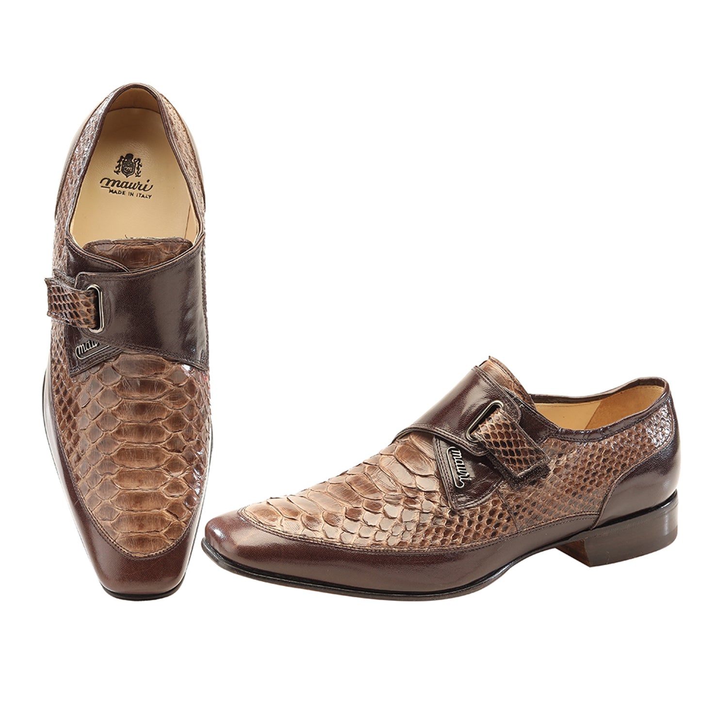 Royal Hand Crafted Italian Genuine Snake Brown Shoes - By Mauri Shoes