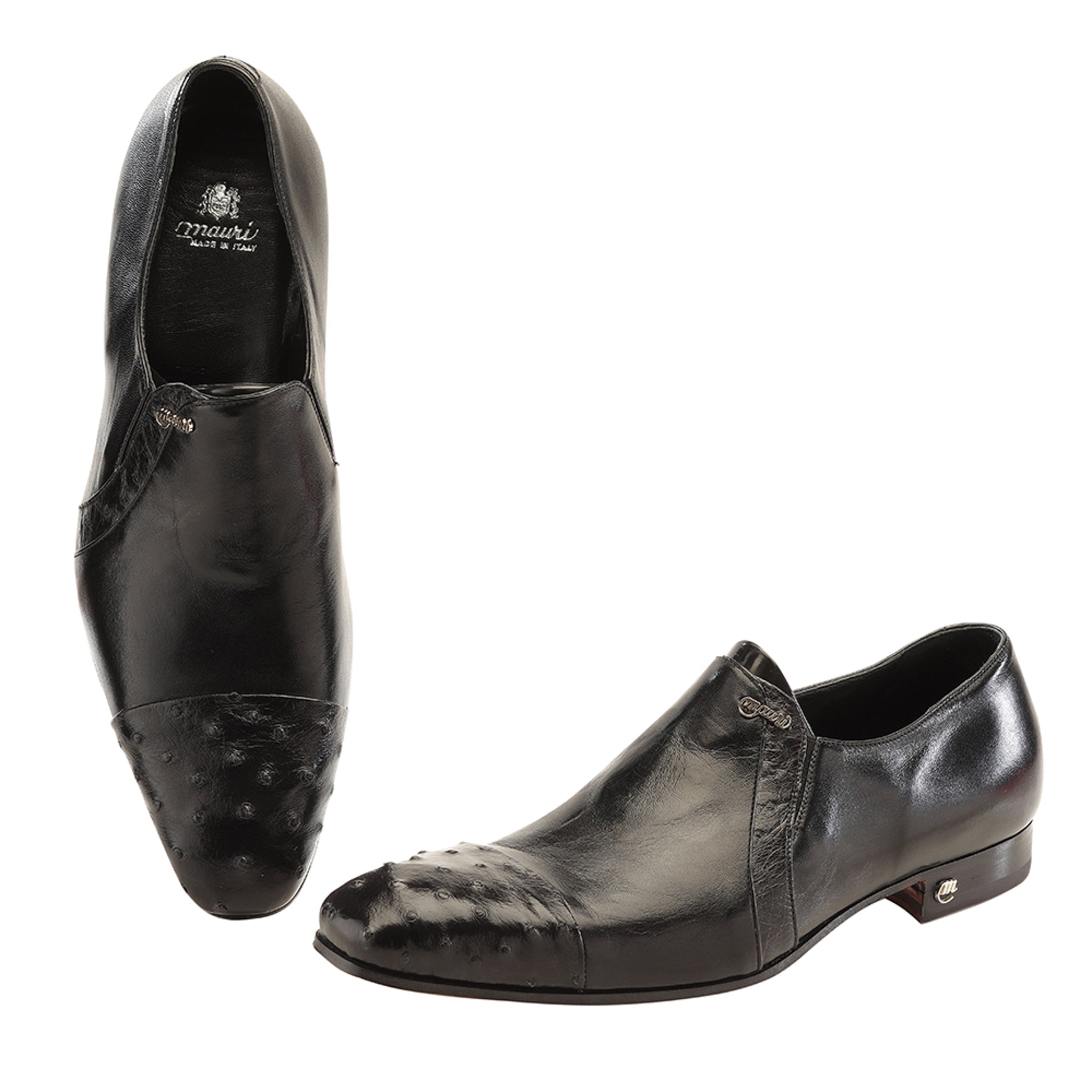 Exotic Ostrich & Nappa Black Shoes — Mauri Shoes