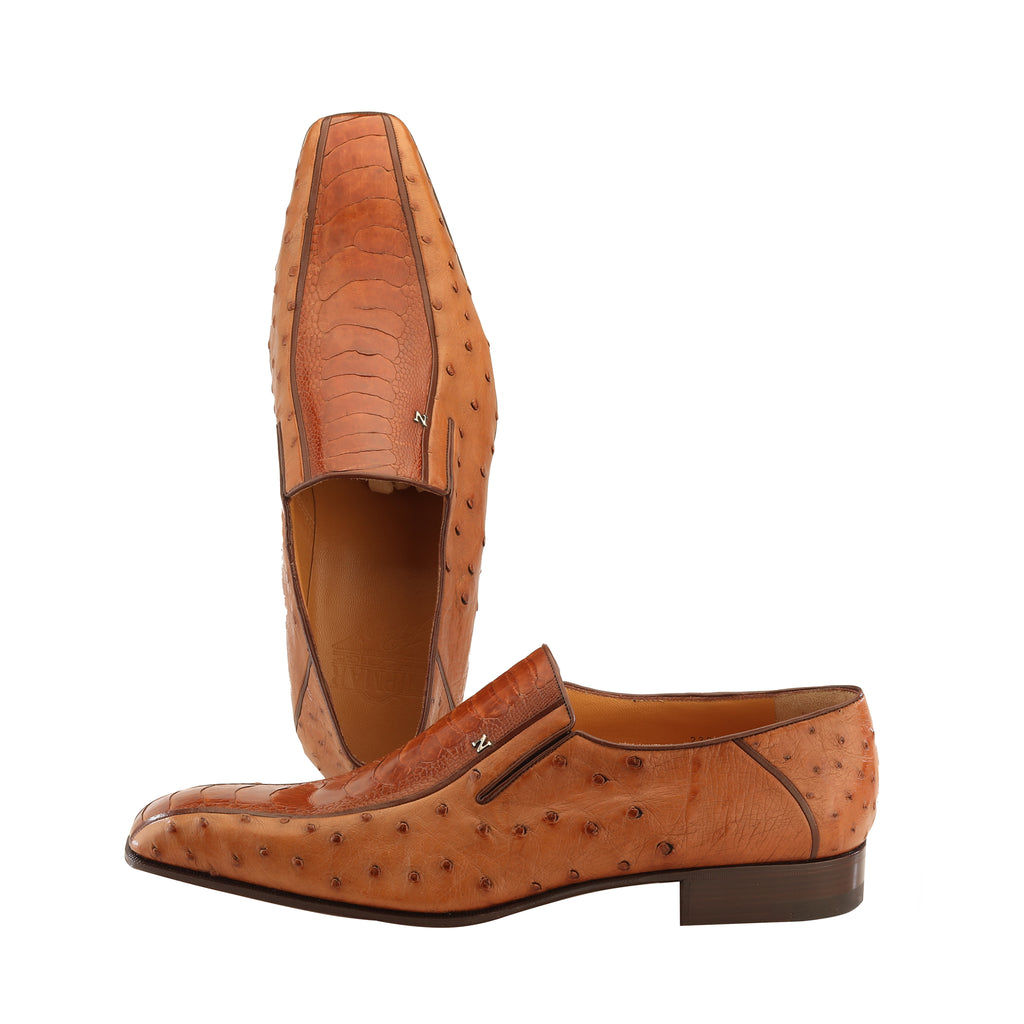 Scarpe color cognac in pelle di struzzo — Nipmar Shoes