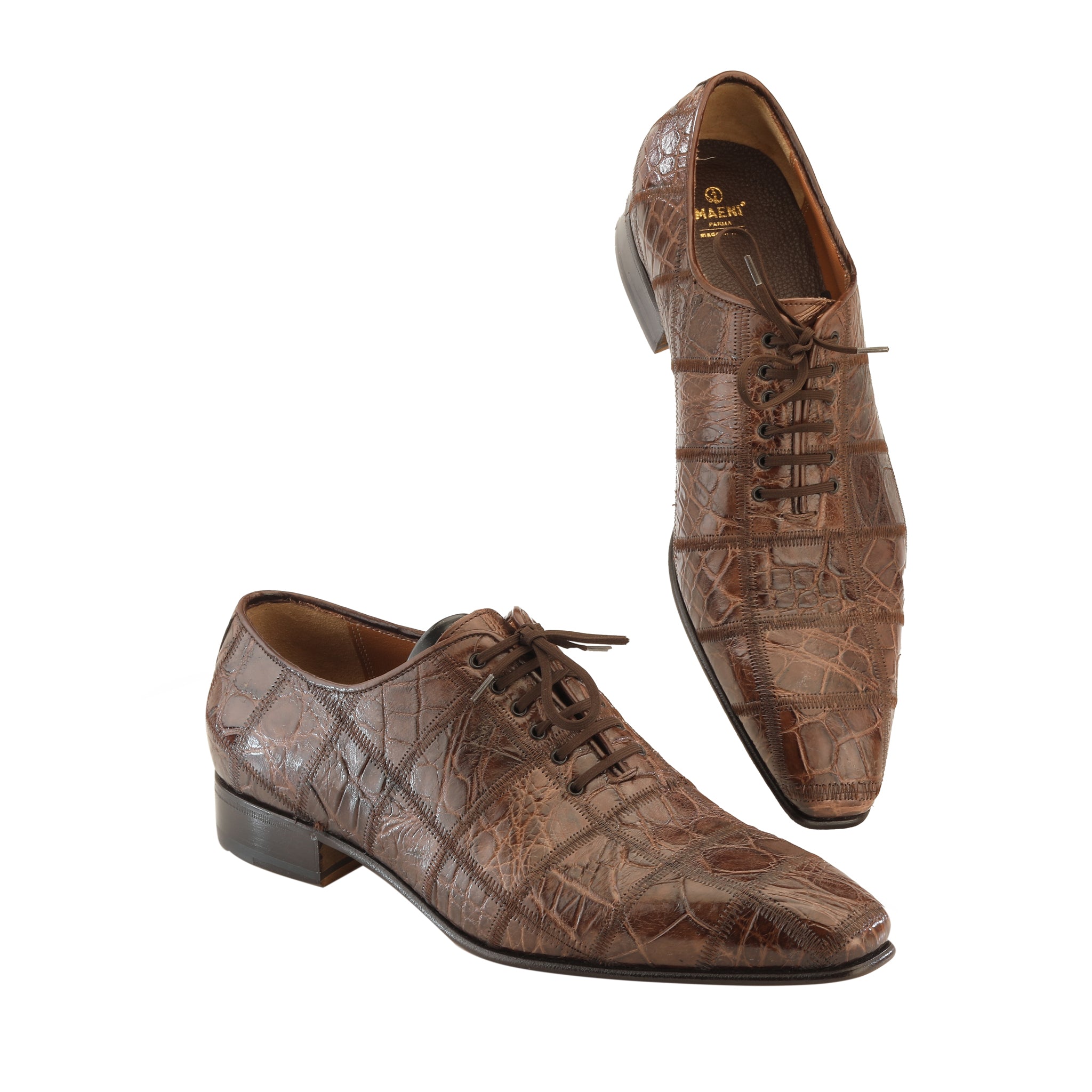 Brown Crocodile Shoes — Maeni Parma