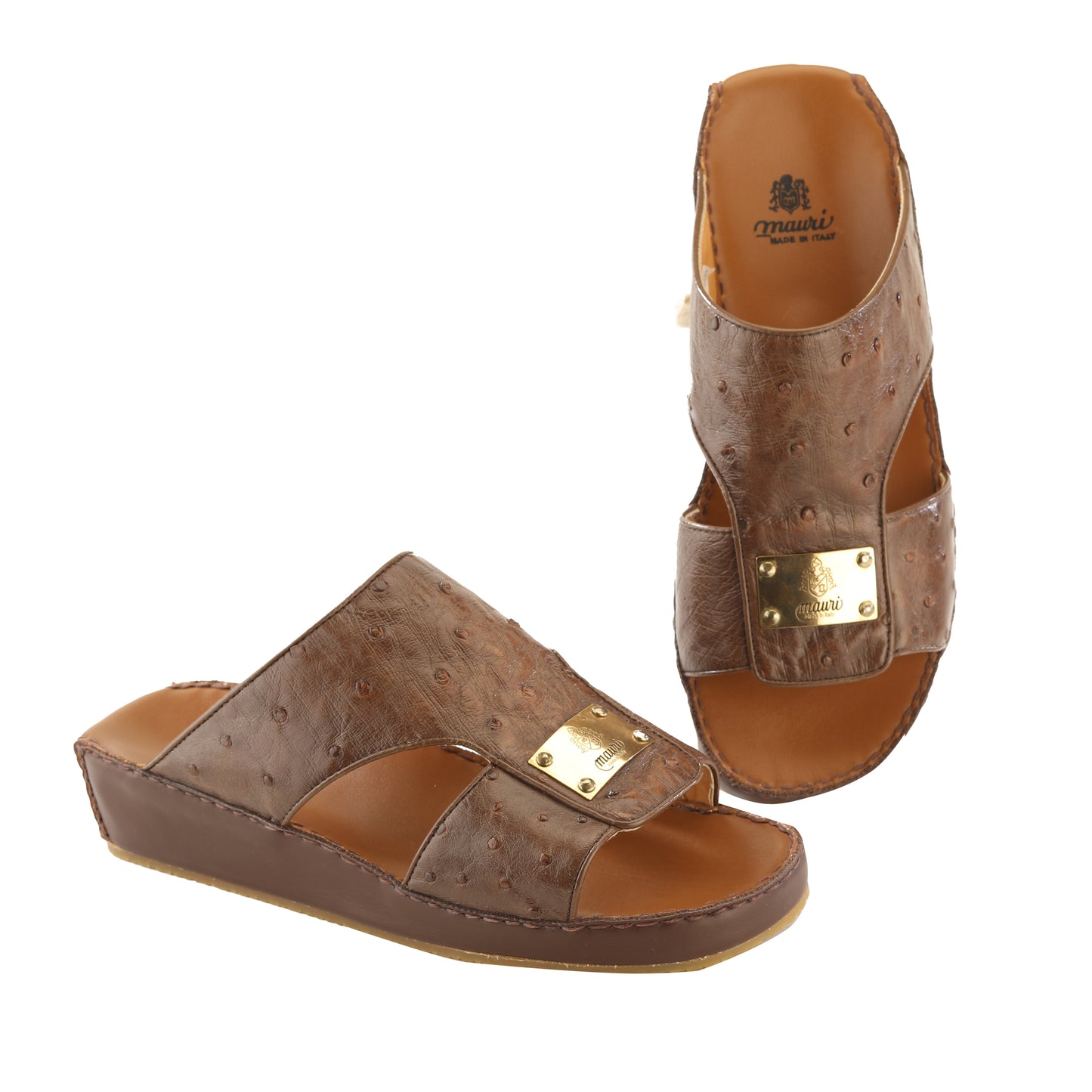Brown Ostrich Sandal - Italian hand made by Mauri