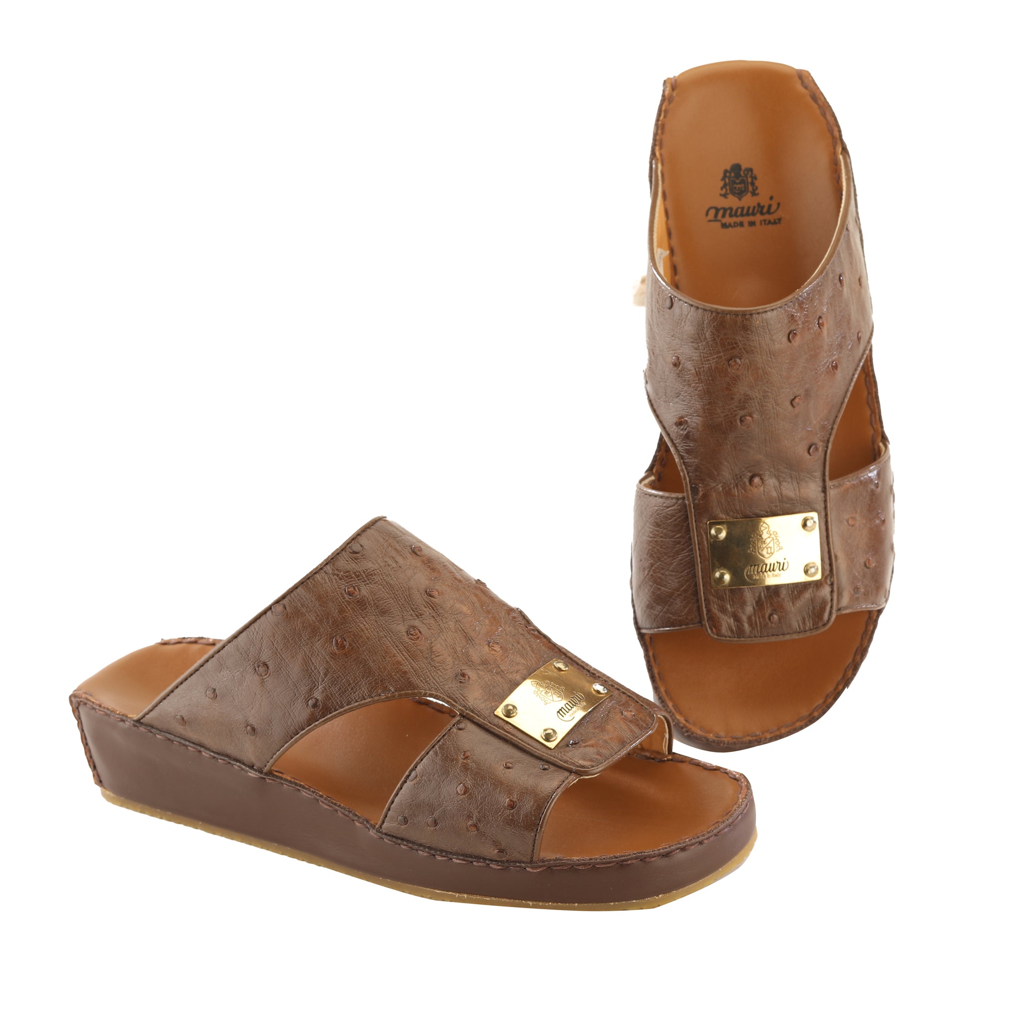 Brown Ostrich Finger Sandal — Mauri