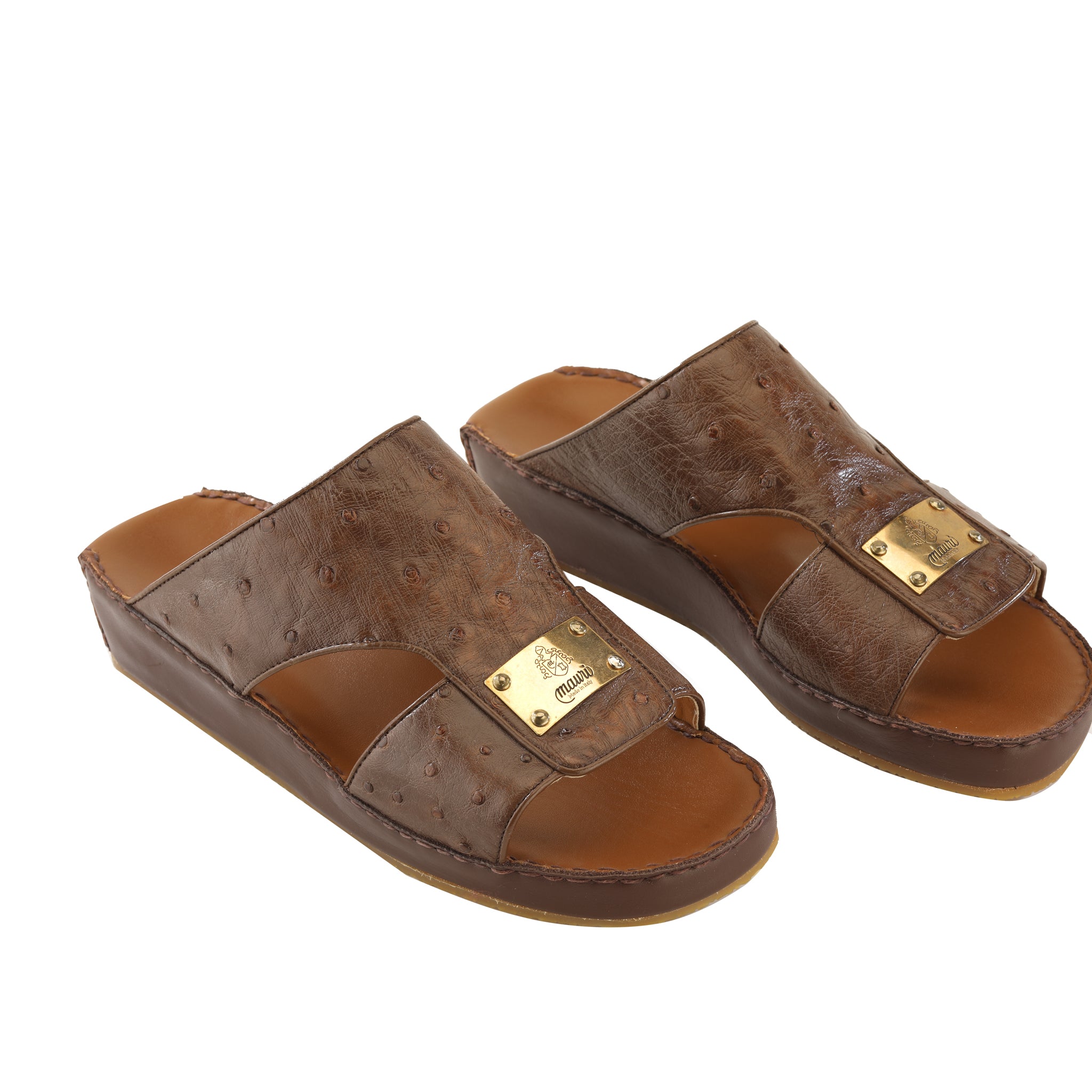 Brown Ostrich Finger Sandal — Mauri