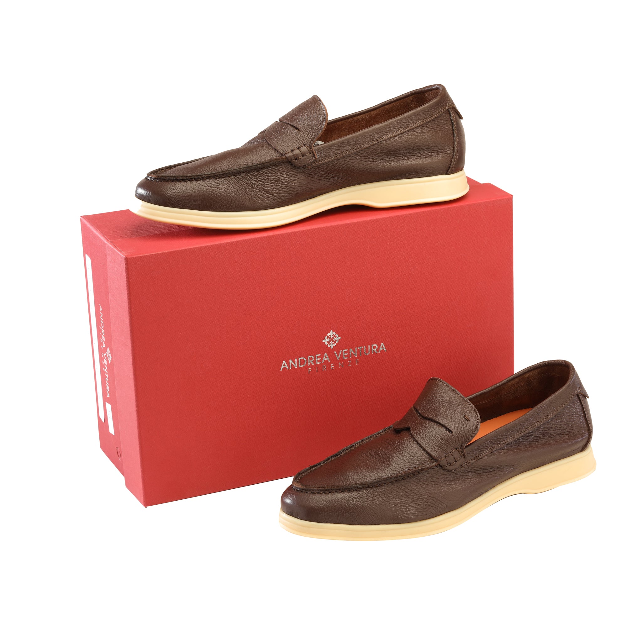 Deer Leather Tabacco Brown Penny Loafer — Andrea Ventura