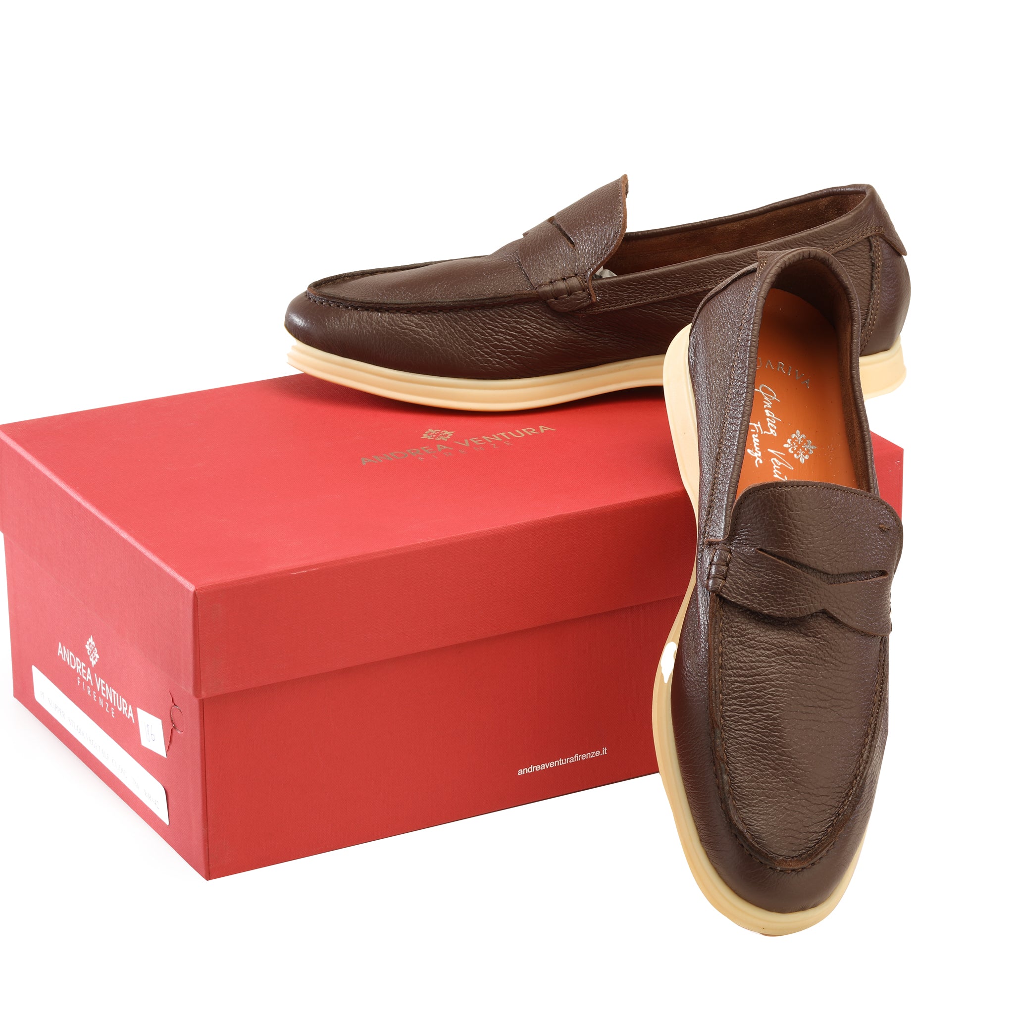 Deer Leather Tabacco Brown Penny Loafer — Andrea Ventura