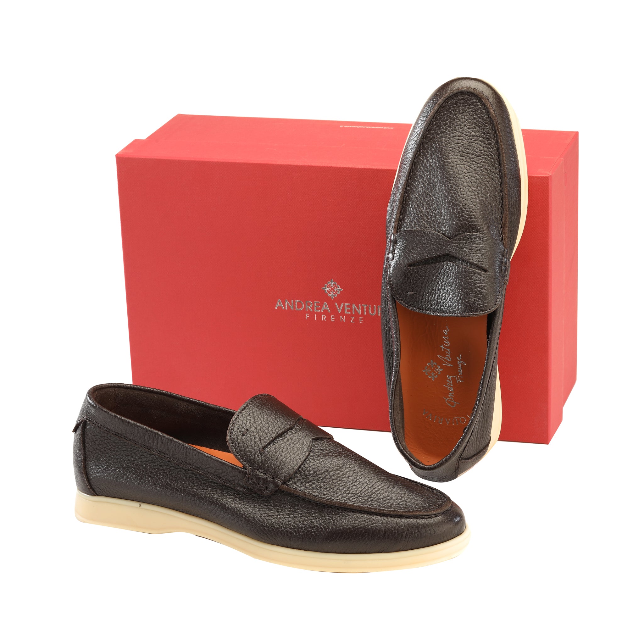 Deer Leather Dark Brown Penny Loafer — Andrea Ventura