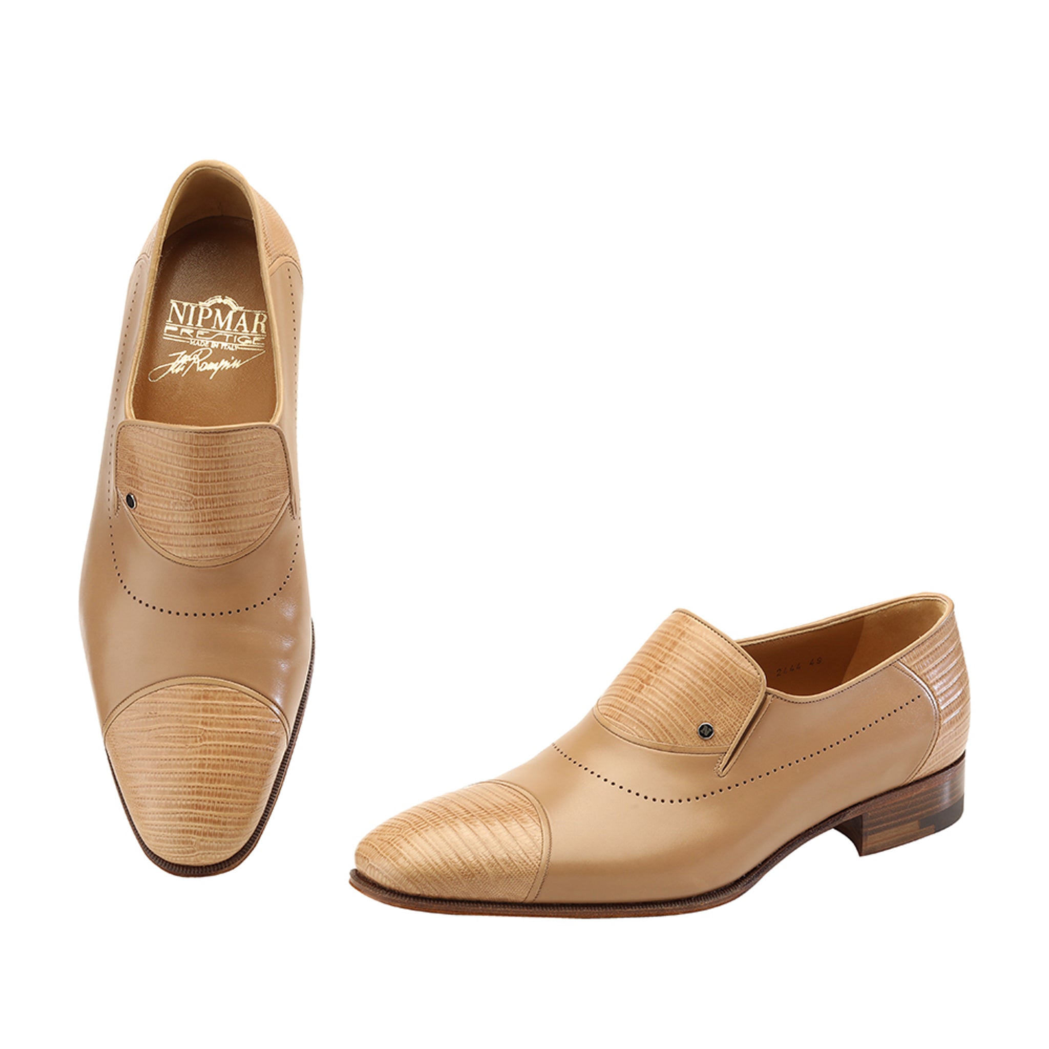 Beige Lizard Almond-Toe Shoes — Nipmar Shoes