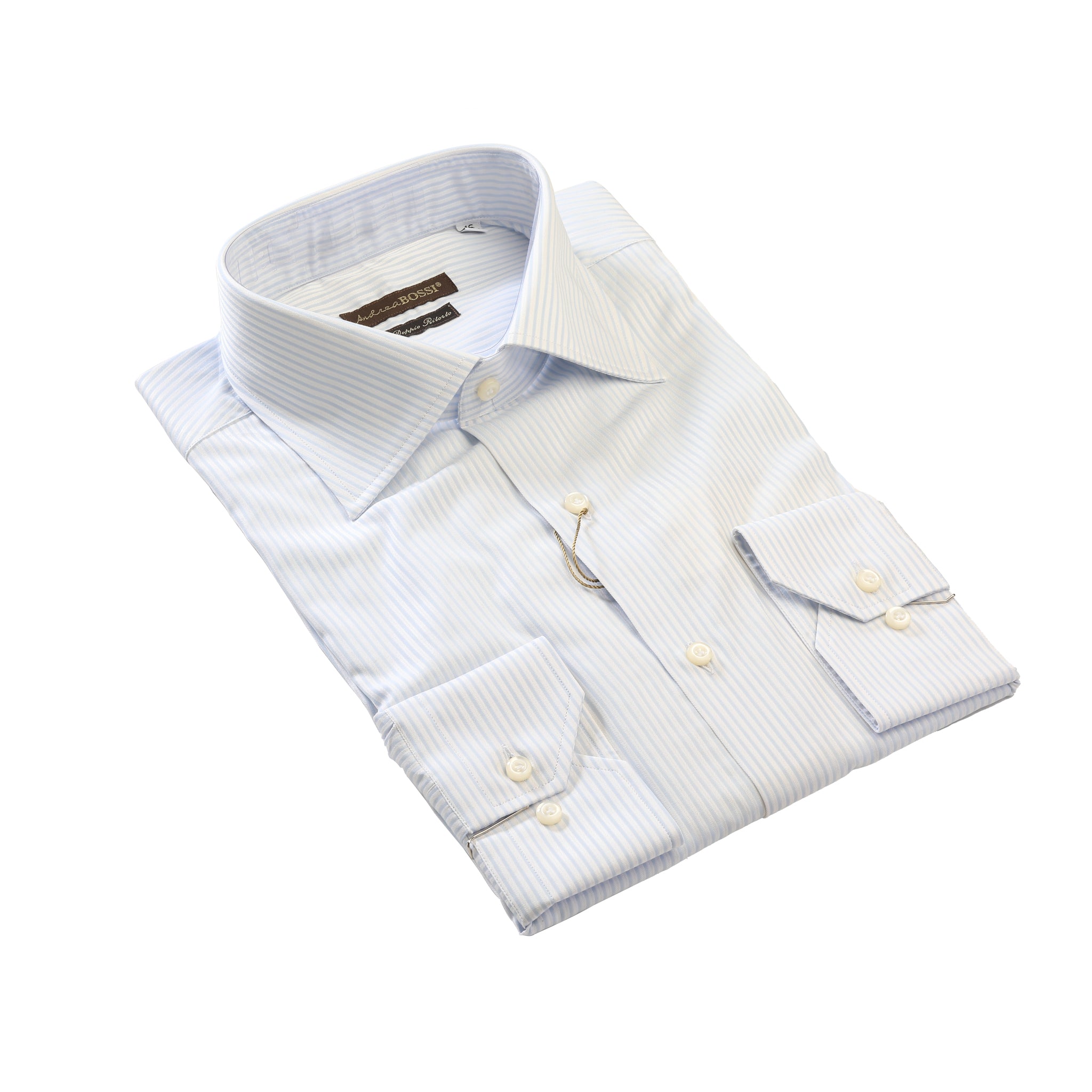 Baby Blue and White Striped Shirt — Andrea Bossi