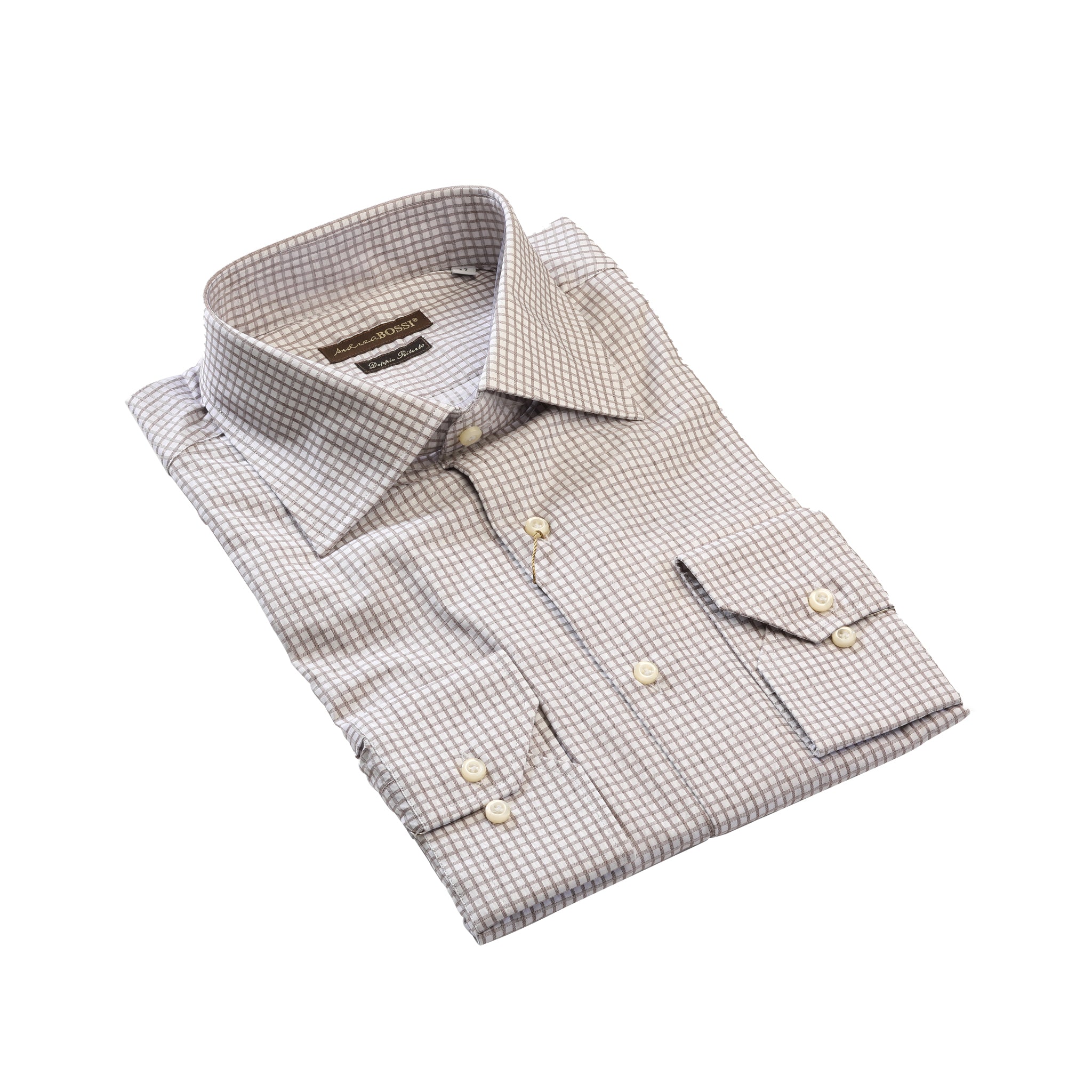 Beige Double Twisted Plaids Shirt — Andrea Bossi