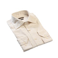 Beige Double Twisted Plain Herringbone Shirt — Andrea Bossi