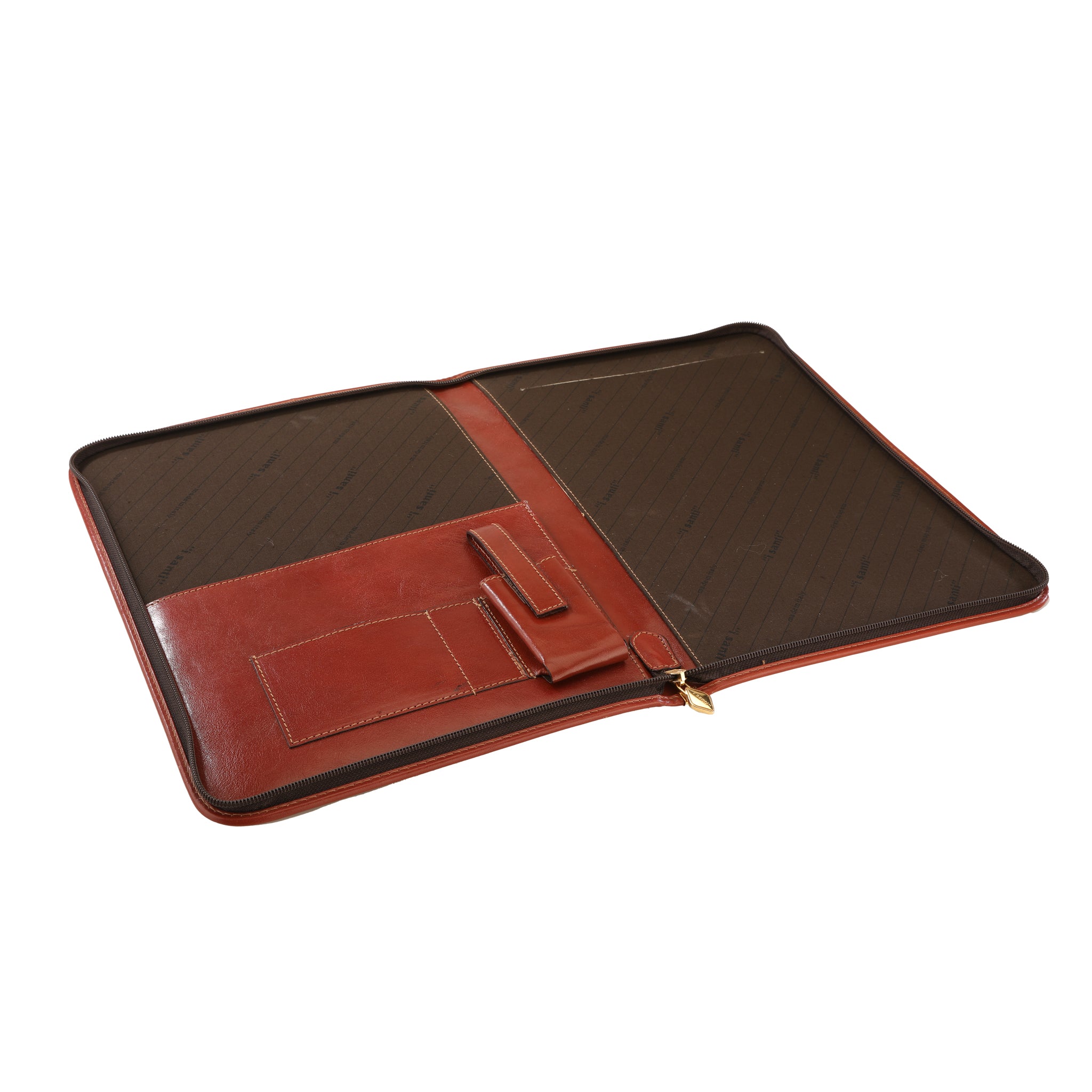 Black Unisex Leather Portfolio Folder — I Santi