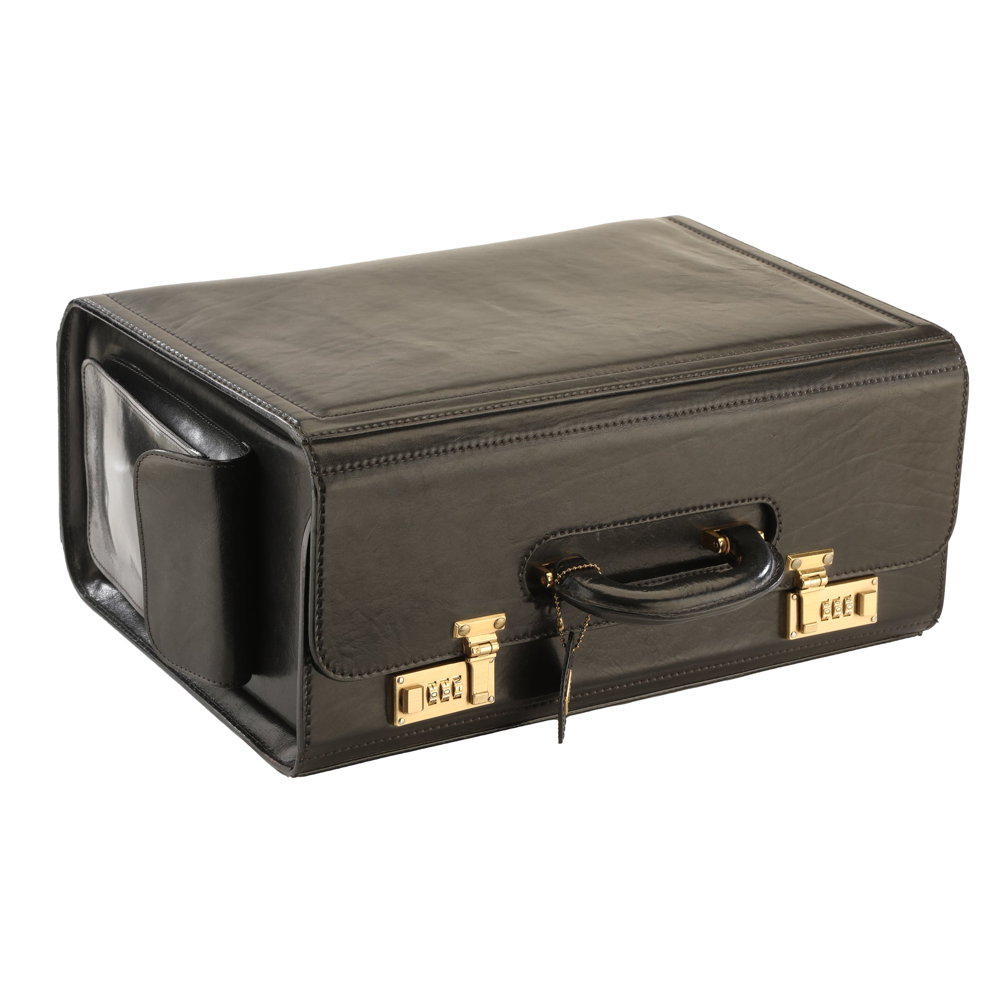 Black XL Hard Pilot Case Genuine Leather — I Santi