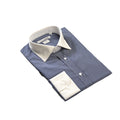 Blue Striped Contrast-Collar Shirt — Andrea Bossi