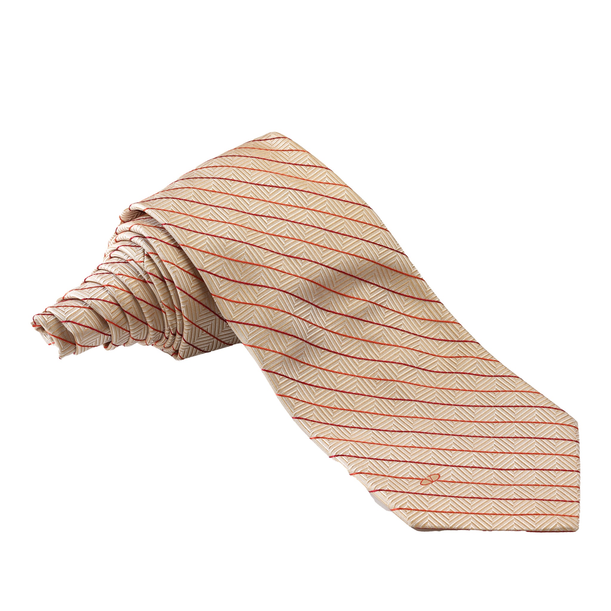 Cream Orange Embossed Texture Tie — Valentino