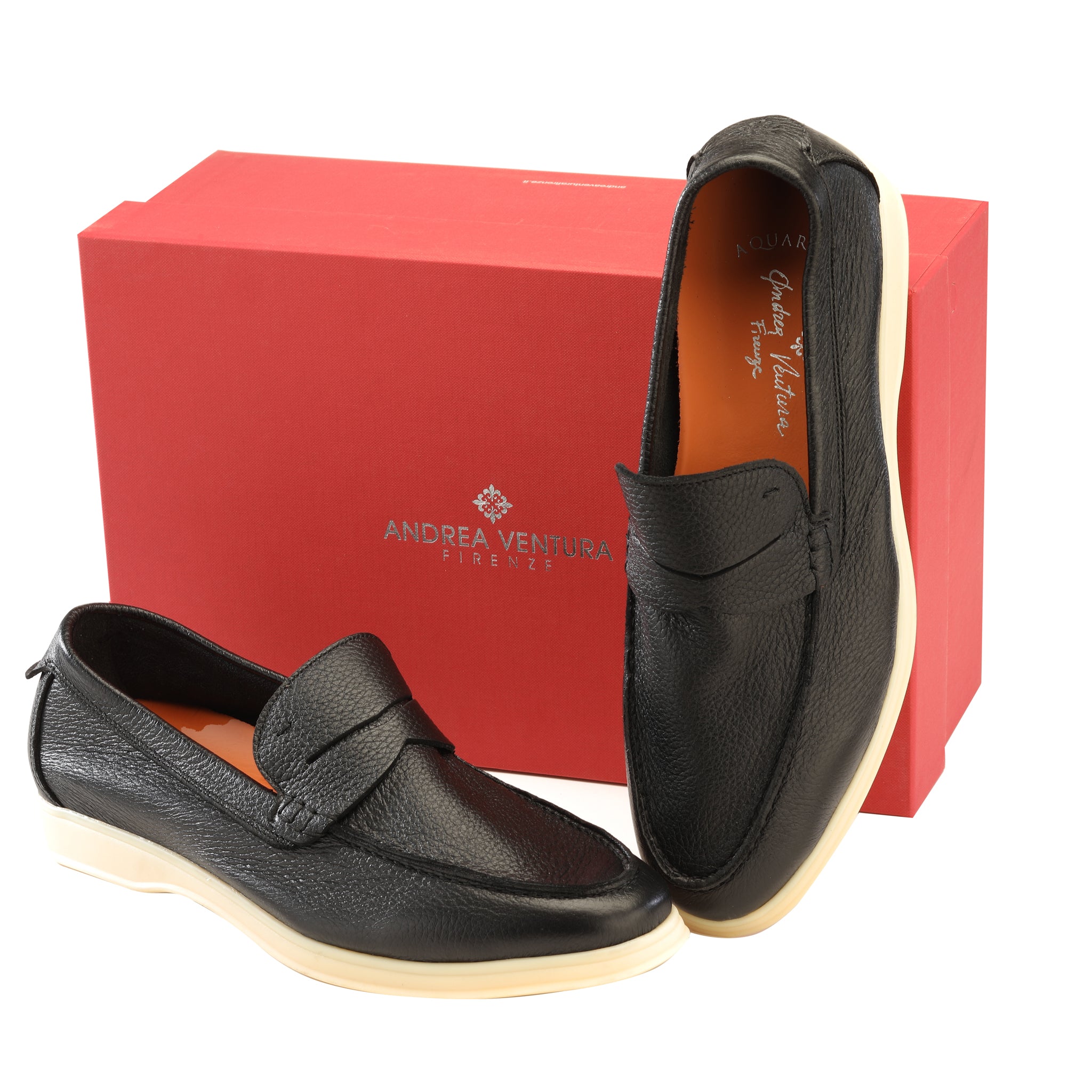 Deer Leather Black Penny Loafer — Andrea Ventura