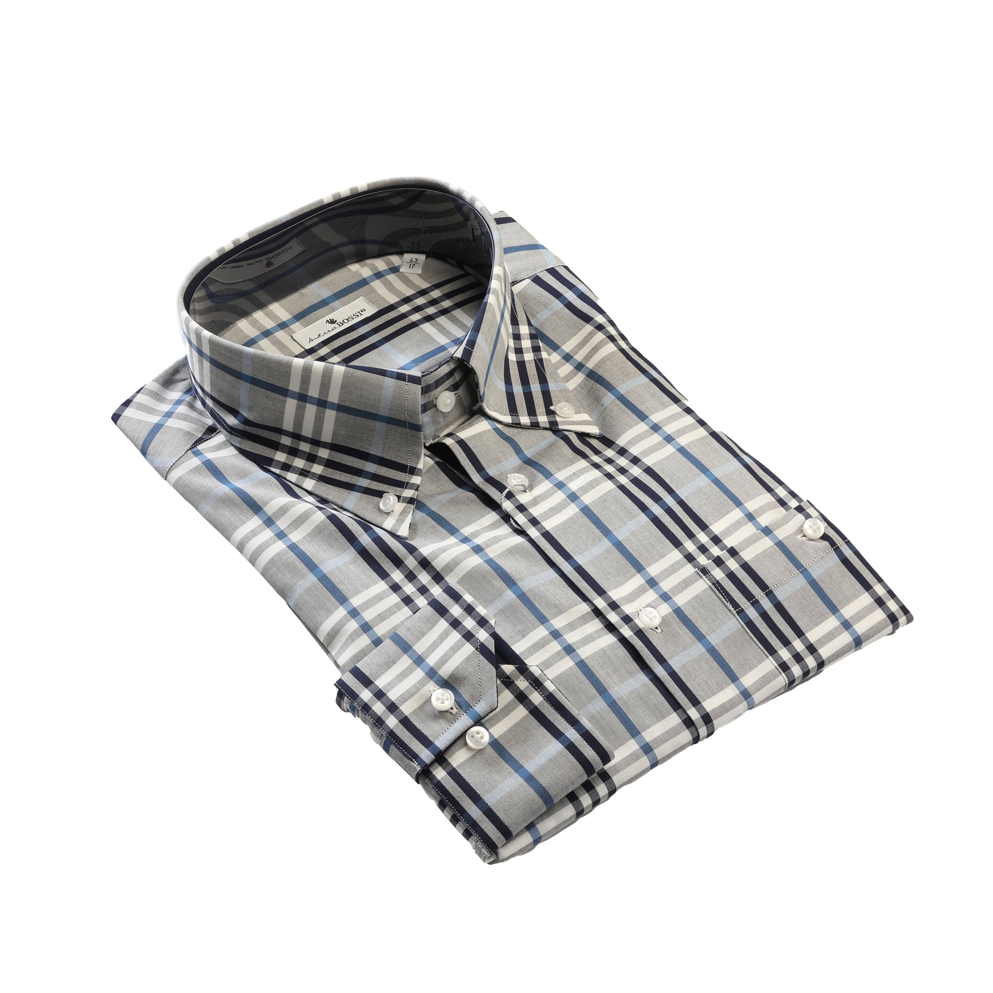 Camicia A Quadri Grigia e Blu — Andrea Bossi