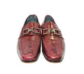 Mocassini in vera pelle di struzzo color rosso rubino — Mauri Shoes