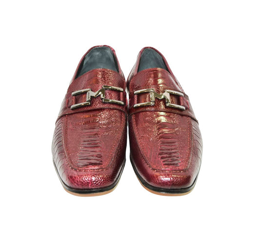Ruby Red Genuine Ostrich leg Loafer - By Mauri Shoes