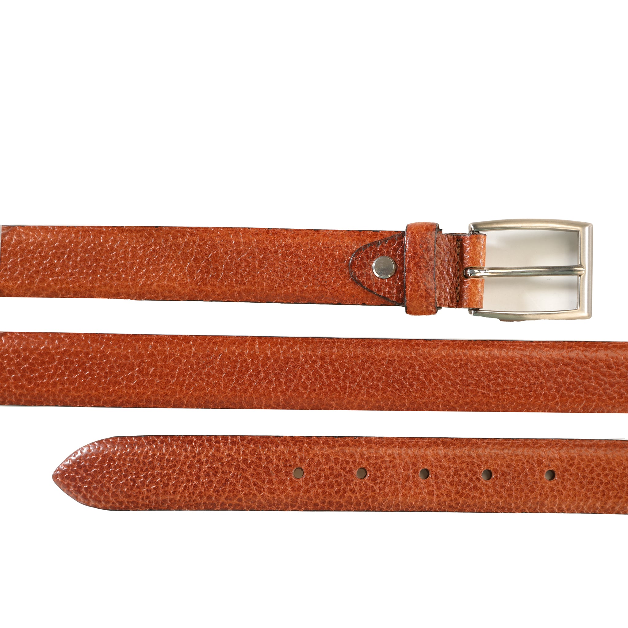 Pebbled Grain Brown Genuine Leather Belt — I Santi Milano