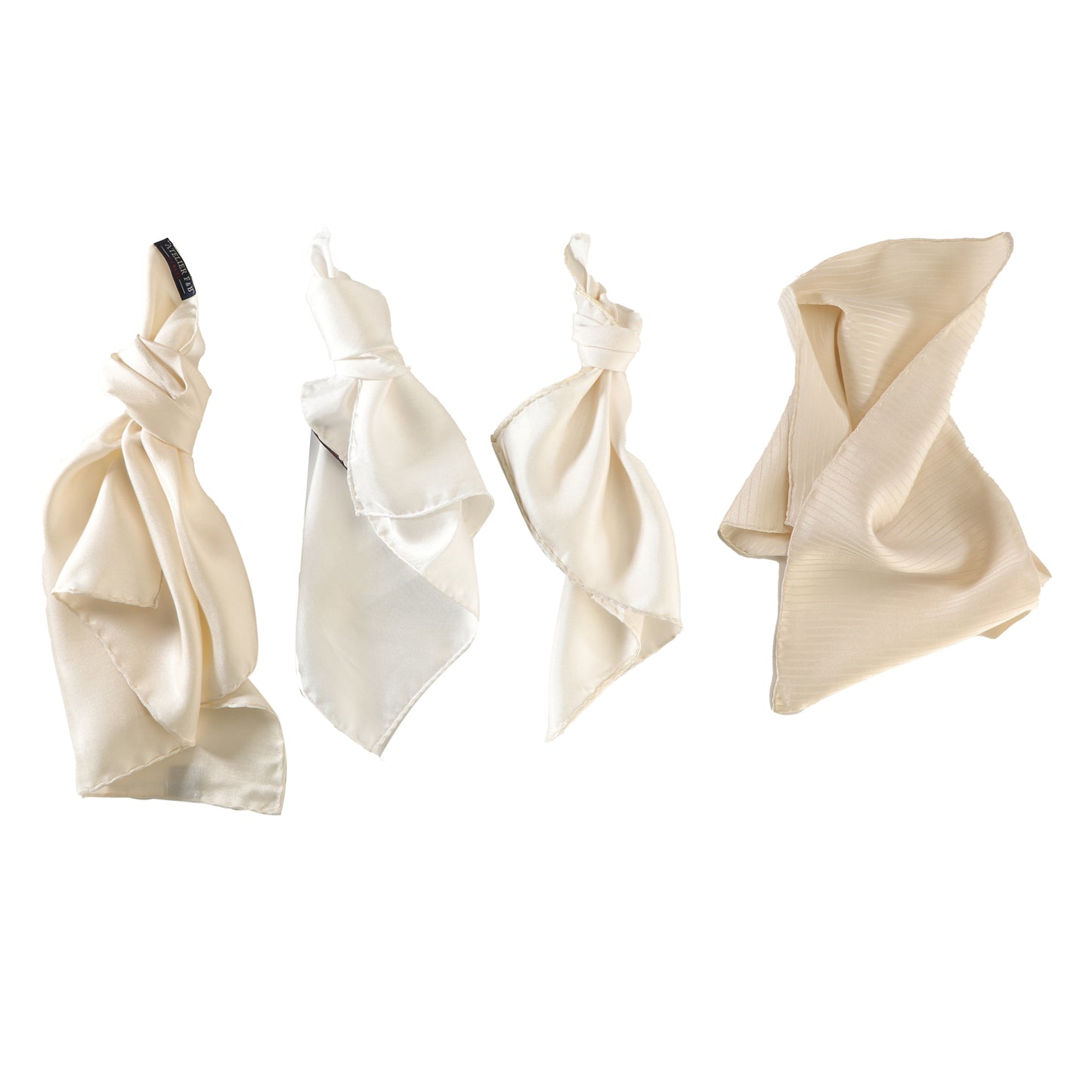 Silk Royal Cream and White Pocket Square by Atelier F&B and Marco Cortesi
