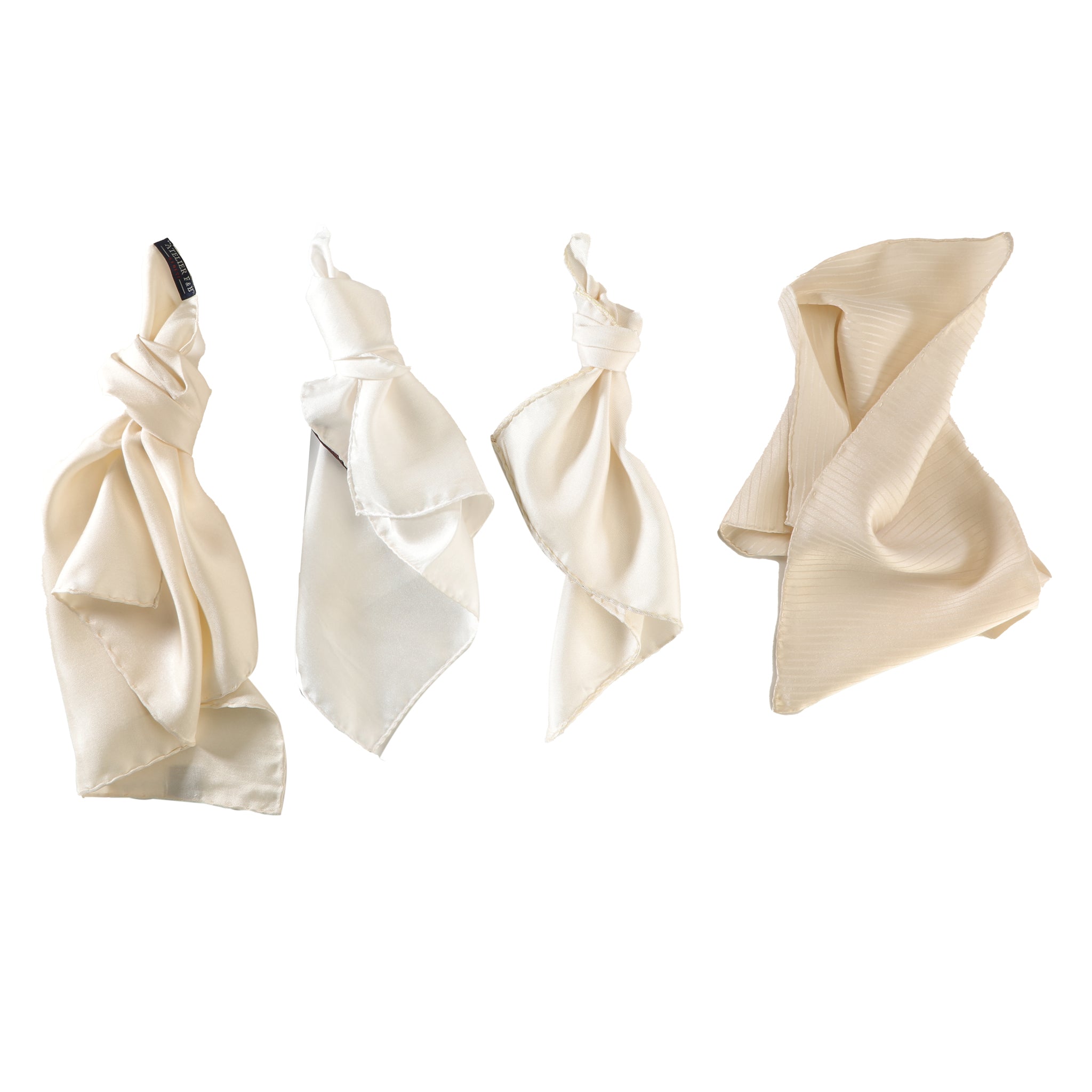 Silk Royal Cream and White Pocket Square — Maestro