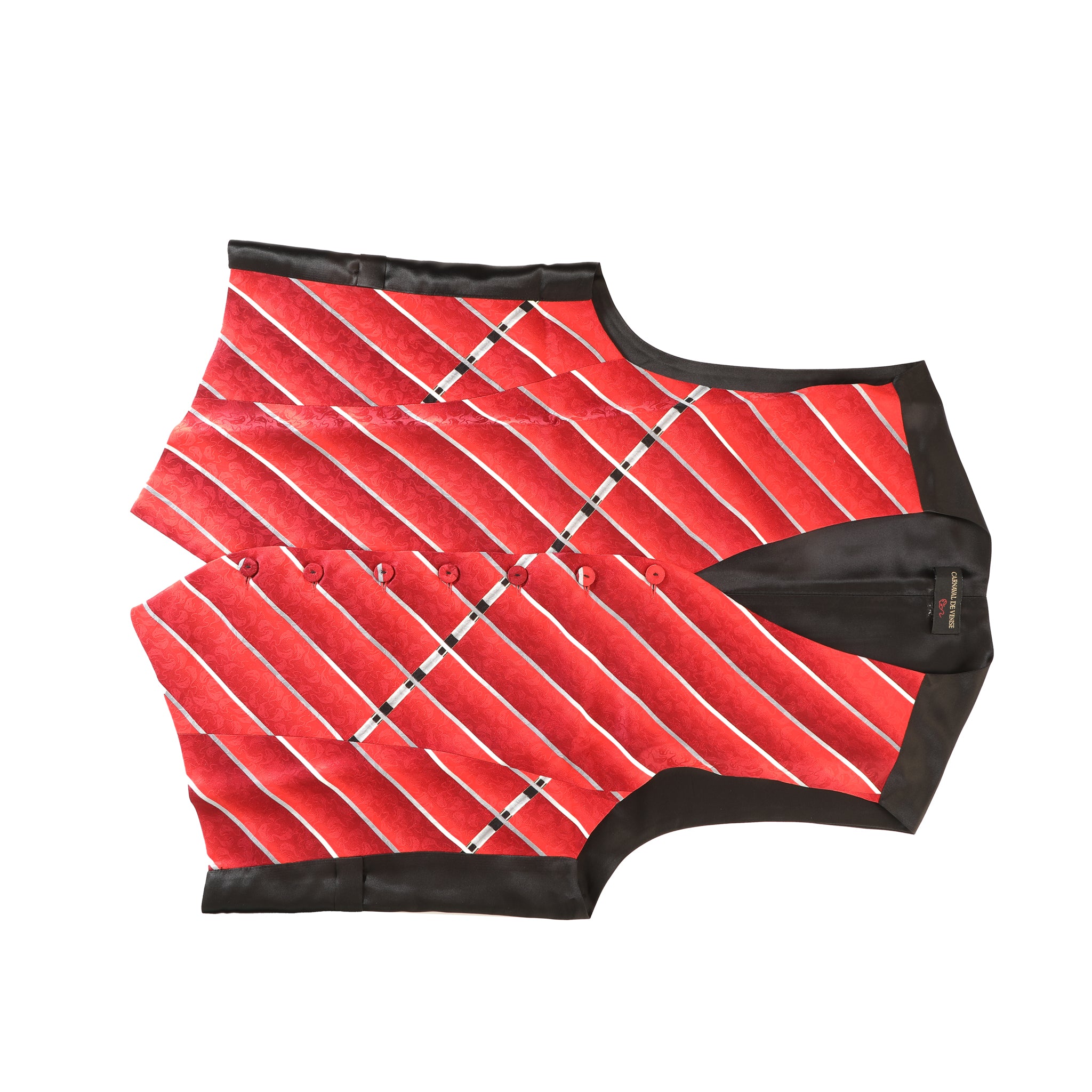 Gilet a Righe di Seta Rosso e Argento — Carnevale di Venezia