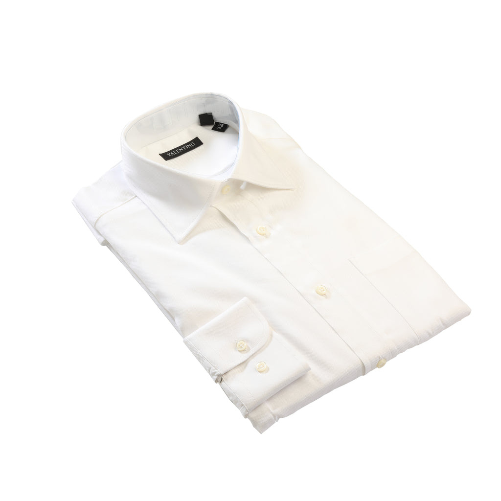White Poplin Pattern Shirt — Valentino