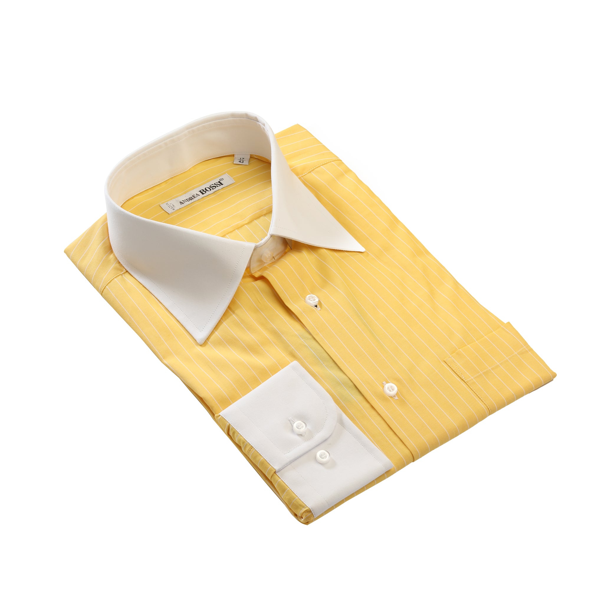 Yellow Striped Contrast-Collar Shirt — Andrea Bossi