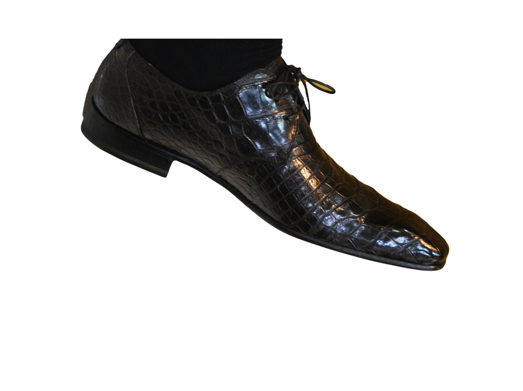 Pelle di coccodrillo integrale, colore verde giungla — Scarpe Mauri
