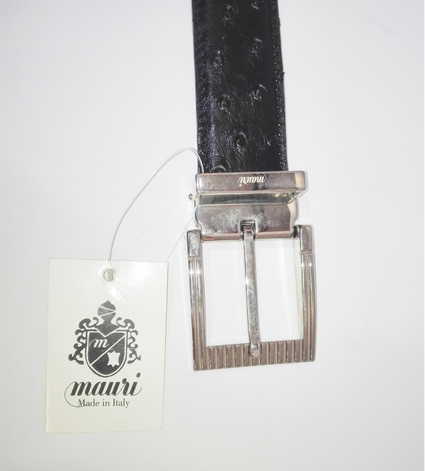 Mauri Genuine Ostrich Artisan Belt, Black Color
