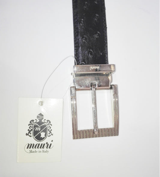 Mauri Genuine Ostrich Artisan Belt, Black Color