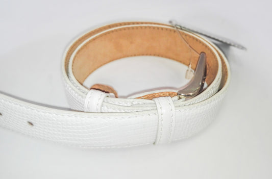 I Santi Genuine Lizard Artisan Belt, White - VERU LUCERTOLA