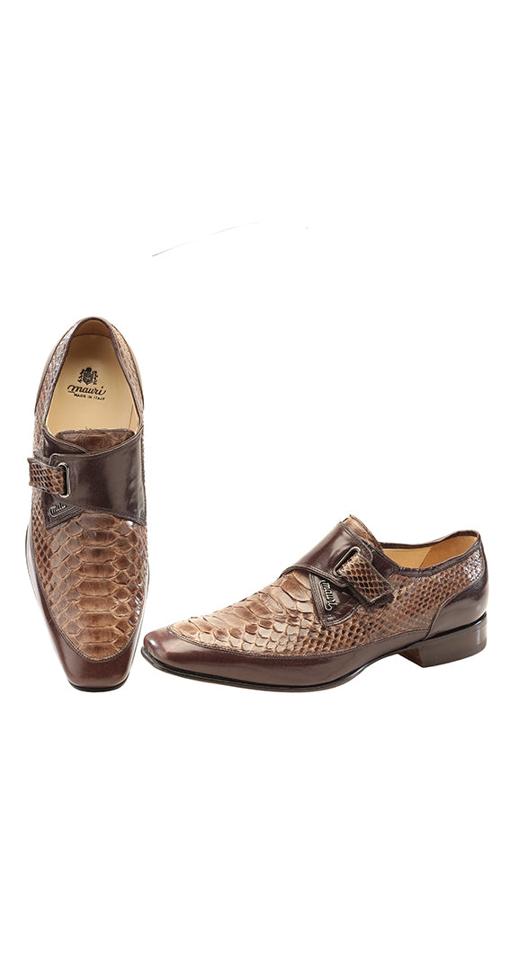 Scarpe artigianali in vera pelle di alligatore marrone — Mauri Shoes